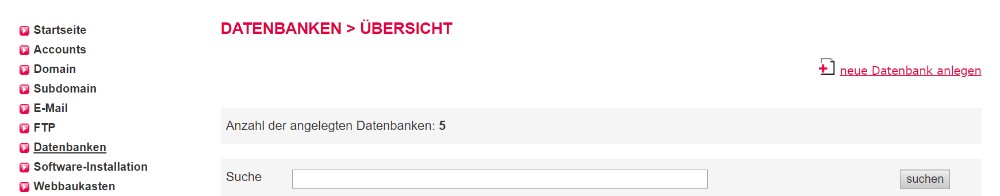 neue datenbank anlegen in all inkl