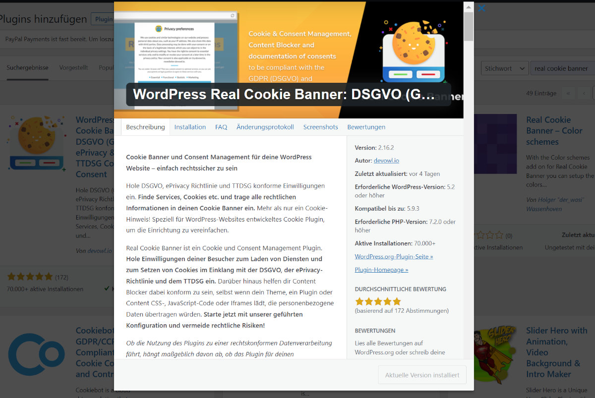 Real Cookie Banner Cookie Consent Plugin fuer Wordpress