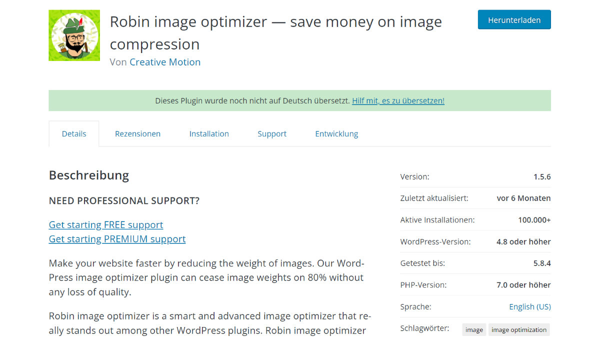 Robin Image Optimizer Wordpress Bildkomprimierungsplugin