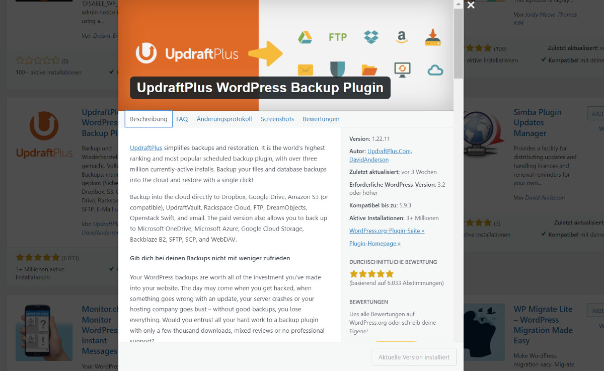 Updraft Plus Backup Plugin