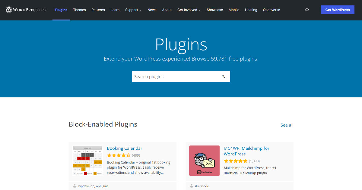 sixty thousand free plugins in Wordpress directory