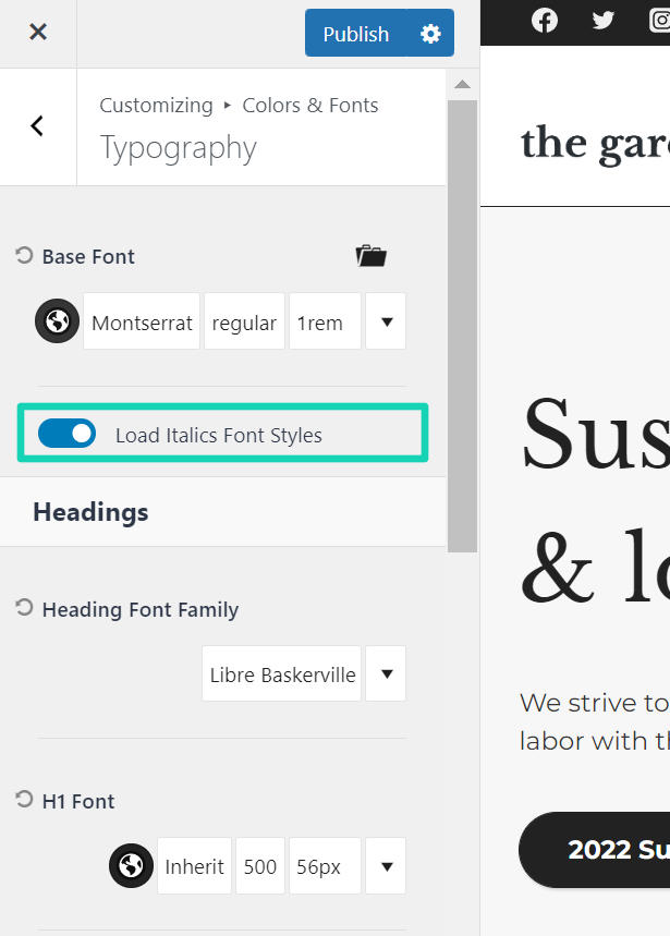 load italic font styles