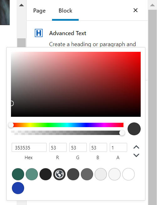 set global colors in kadence block