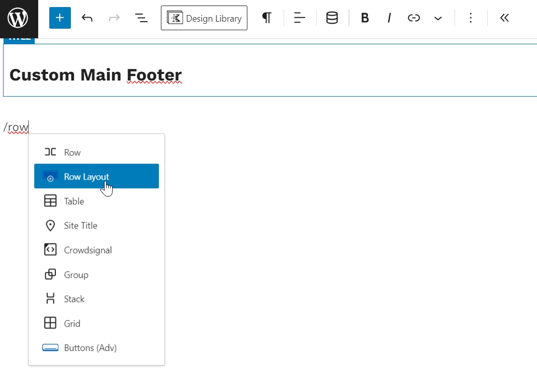 create row to start footer creation